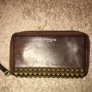 Coach wallet wristlet small brown
